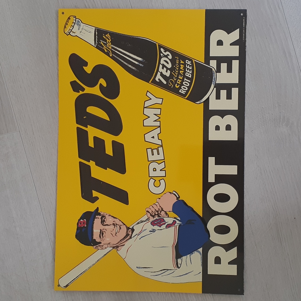 Vintage Style Ted Williams Creamy Root Beer Tin Sign